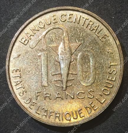 Западноафриканский Союз 1968 г. • KM# 1a • 10 франков • голова антилопы • регулярный выпуск • MS BU