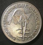 Западноафриканский Союз 1974 г. • KM# 4 • 100 франков • ритуальная маска • регулярный выпуск • AU+