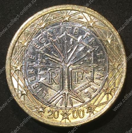 Франция 2000 г. • KM# 1288 • 1 евро • "Дерево свободы" • регулярный выпуск • BU ( кат. - $4.00 )