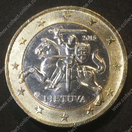 Литва 2015 г. • 1 евро • средневековый рыцарь • регулярный выпуск • MS BU