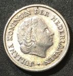 Нидерланды 1951 г. • KM# 182 • 10 центов • королева Юлиана • регулярный выпуск • AU+ ( кат.- $6,00 )
