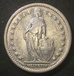 Швейцария 1921 г. B (Берн) • KM# 24 • 1 франк • серебро • регулярный выпуск • XF-
