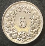Швейцария 1942 г. B (Берн) • KM# 26 • 5 раппенов • регулярный выпуск • MS BU ( кат.- $26,00 )