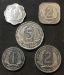 Восточно-Карибский Союз 1987 - 2004 гг. • KM# 10,11,34-6 • 1,2 и 5 центов • лот 5 типов • Елизавета II • регулярный выпуск • XF - AU