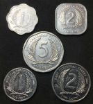Восточно-Карибский Союз 1995 - 2004 гг. • KM# 10,11,34-6 • 1,2 и 5 центов • лот 5 типов • Елизавета II • регулярный выпуск • XF - AU