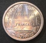 Французская Полинезия 1965 г. • KM# 2 • 1 франк • год - тип • бухта и пальмы • регулярный выпуск • MS BU люкс!