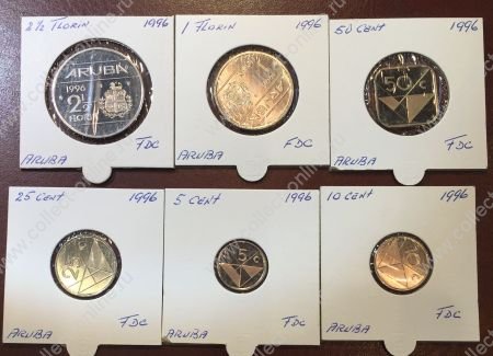 Аруба 1996 г. KM# 1-6 • 5 центов - 2 1/2 флорина • 6 монет • годовой набор • MS BU люкс! • пруф-лайк