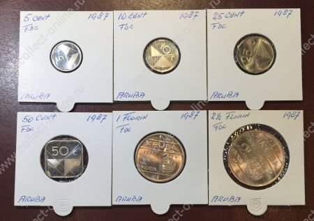 Аруба 1987 г. KM# 1-6 • 5 центов - 2 1/2 флорина • 6 монет • годовой набор • MS BU люкс! • пруф-лайк