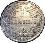 Германия 1903 г. A (Берлин) • KM# 14 • 1 марка • (серебро) • Имперский орел • регулярный выпуск • XF
