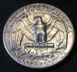 США 1944 г. • KM# 164 • квотер (25 центов) • (серебро) • Джордж Вашингтон • регулярный выпуск • AU+