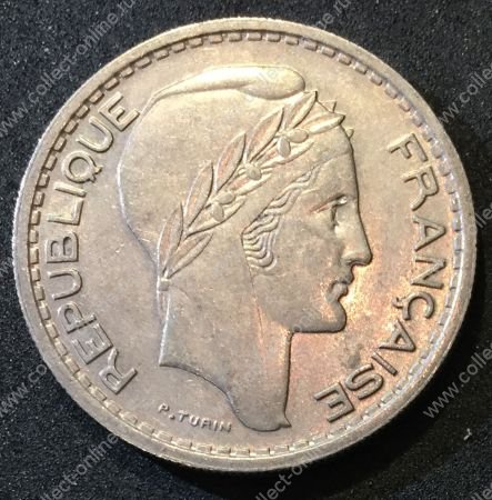 Франция 1949г. B KM# 909.2 • 10 франков (малая голова) • XF-XF+
