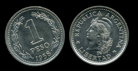 Аргентина 1957-1962 гг. • KM# 57 • 1 песо • регулярный выпуск • MS BU