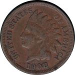 США 1908 г. • KM# 90a • 1 цент • "Индеец" • регулярный выпуск • XF-