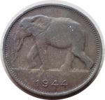Бельгийское Конго 1944 г. • KM# 26 • 1 франк • слон • регулярный выпуск • XF-