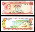 Багамы 1965 г. • P# 19a • 3 доллара • Елизавета II • пляж • регулярный выпуск • 2 подписи • UNC пресс ( кат. - $200 )