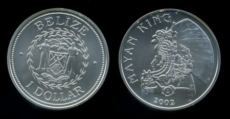 Белиз 2002 г. • KM# 134 • 1 доллар • Король Майя • серебро • регулярный выпуск • MS BU