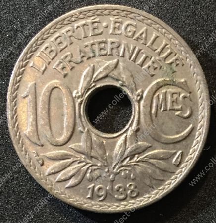 Франция 1938г. KM# 886 • 10 сантимов • MS BU ( кат.- $9,00 )