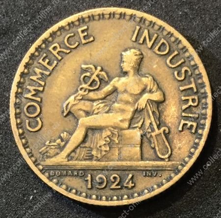 Франция 1924г. KM# 876 • 1 франк • F-VF