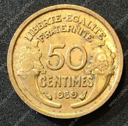 Франция 1939г. KM# 894.1 • 50 сантимов • +/- XF