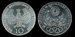 ФРГ 1972г. J KM# 135 / 10 МАРОК ОЛИМПИАДА-72 МЮНХЕН СЕРЕБРО / MS BU / ГЕРБЫ СПОРТ