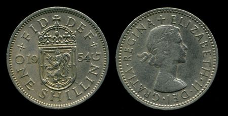 Великобритания 1954 г. • KM# 905 • 1 шиллинг • герб Шотландии • регулярный выпуск • +/- XF