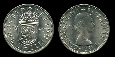 Великобритания 1963 г. • KM# 905 • 1 шиллинг • Елизавета II • герб Шотландии • регулярный выпуск • MS BU