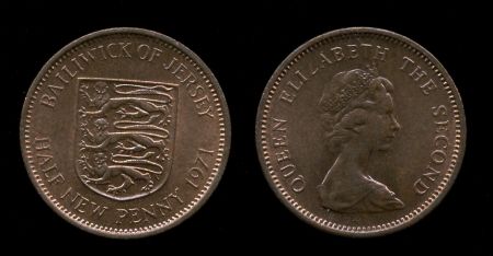 Джерси 1971 г. • KM# 29 • ½ нов. пенни • Елизавета II • герб территории • регулярный выпуск • MS BU