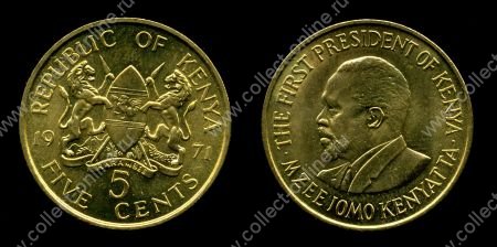 Кения 1969-78гг. KM# 10 / 5 центов / MS BU / гербы