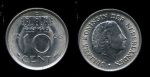 Нидерланды 1966 г. • KM# 182 • 10 центов • королева Юлиана • регулярный выпуск • MS BU ( кат.- $6,00 )