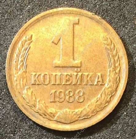 СССР 1988 г. KM# 126a • 1 копейка • герб СССР • регулярный выпуск • XF -AU