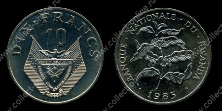 Руанда 1985г. KM# 14.2 / 10 франков / MS BU / гербы