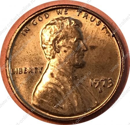 США 1973 г. S • KM# 201 • 1 цент • Авраам Линкольн • мемориал • регулярный выпуск • UNC