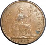 Великобритания 1964 г. • KM# 897 • 1 пенни • Елизавета II • регулярный выпуск • XF-