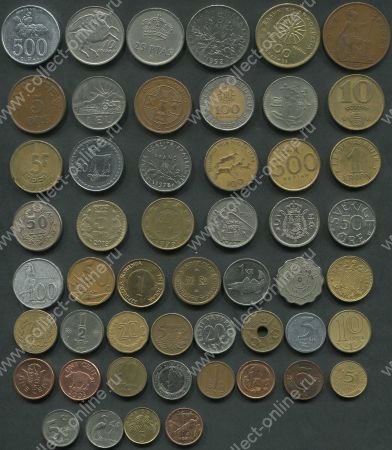 Иностранные монеты • набор 50 шт. разных типов • VF-UNC