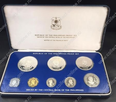 Филиппины 1975 г. • KM# 205-12 • 1 сентимо - 50 песо • годовой набор(8 монет) • серебро • регулярный выпуск • MS BU пруф