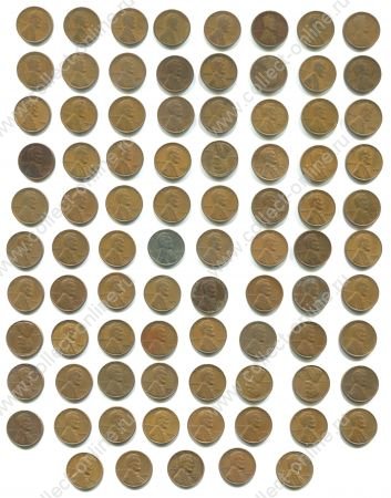 США 1909-1958 гг. • KM# 132(A132) • 1 цент • "пшеничный" цент • подборка 85 шт.(разные) • VF - XF