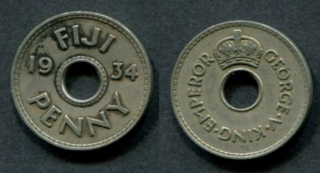 Фиджи 1934 г. • KM# 2 • 1 пенни • регулярный выпуск • VF+