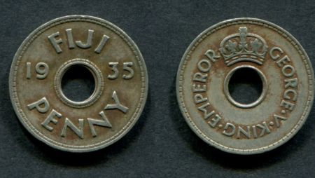 Фиджи 1935 г. • KM# 2 • 1 пенни • регулярный выпуск • VF