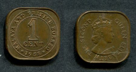 Малайя и Британское Борнео 1958 г. • KM# 5 • 1 цент • Елизавета II • регулярный выпуск • AU-UNC
