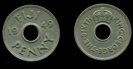 Фиджи 1949 г. • KM# 17 • 1 пенни • Георг VI • регулярный выпуск • XF+