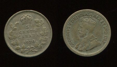 Канада 1920 г. • KM# 22a • 5 центов • Георг V • серебро • регулярный выпуск • XF-