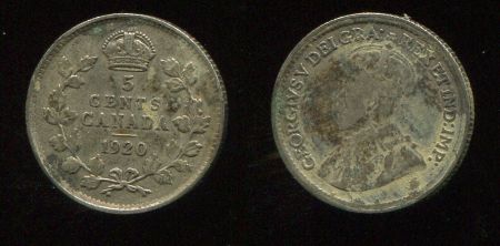 Канада 1920 г. • KM# 22a • 5 центов • Георг V • серебро • регулярный выпуск • VF-