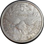 Новая Каледония 1952 г. • KM# 4 • 5 франков • птица Кагу • регулярный выпуск • BU-