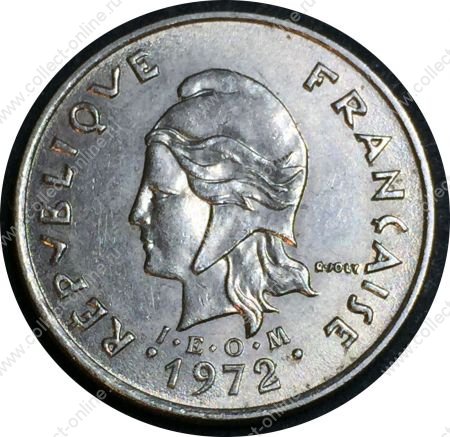 Французская Полинезия 1972 г. • KM# 8 • 10 франков • мадам "Республика" • регулярный выпуск(первый год) • BU
