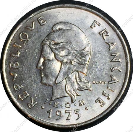 Французская Полинезия 1975 г. • KM# 8 • 10 франков • мадам "Республика" • регулярный выпуск • MS BU