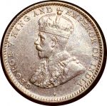 Цейлон 1913 г. • KM# 104 • 10 центов • Георг V • серебро • регулярный выпуск • XF+
