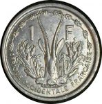Французская Западная Африка 1948 г. • KM# 3 • 1 франк • голова антилопы • регулярный выпуск • AU+