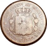 Испания 1877 г. OM • KM# 674 • 5 сентимов • Альфонсо XII • регулярный выпуск • VG