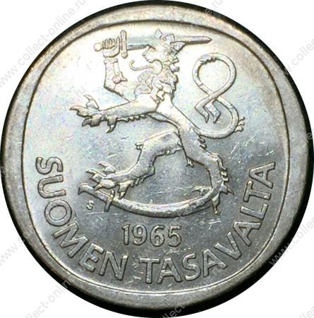 Финляндия 1965 г. S • KM# 49 • 1 марка • финский лев • серебро • регулярный выпуск • MS BU