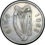 Ирландия 1962 г. • KM# 16a • полкроны(2 шиллинга и 6 пенсов) • лошадь • регулярный выпуск • AU